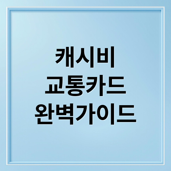 캐시비 교통카드 완벽 가이드: 구입, 등록, 사용, 충전, 잔액 확인, 사용처, 소득공제까지!