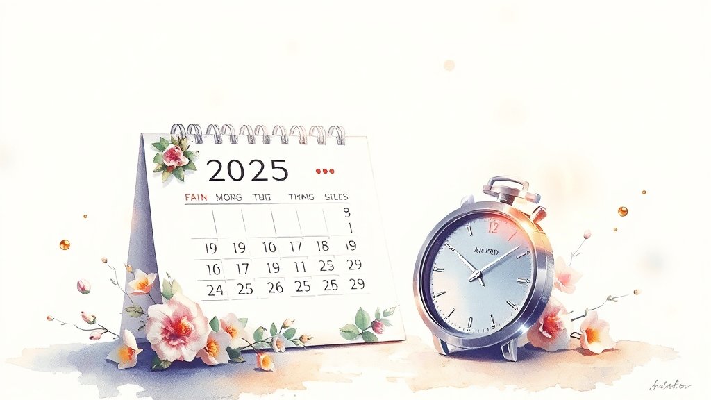 2025년 지급 시기 및 일정 (watercolor 스타일)
