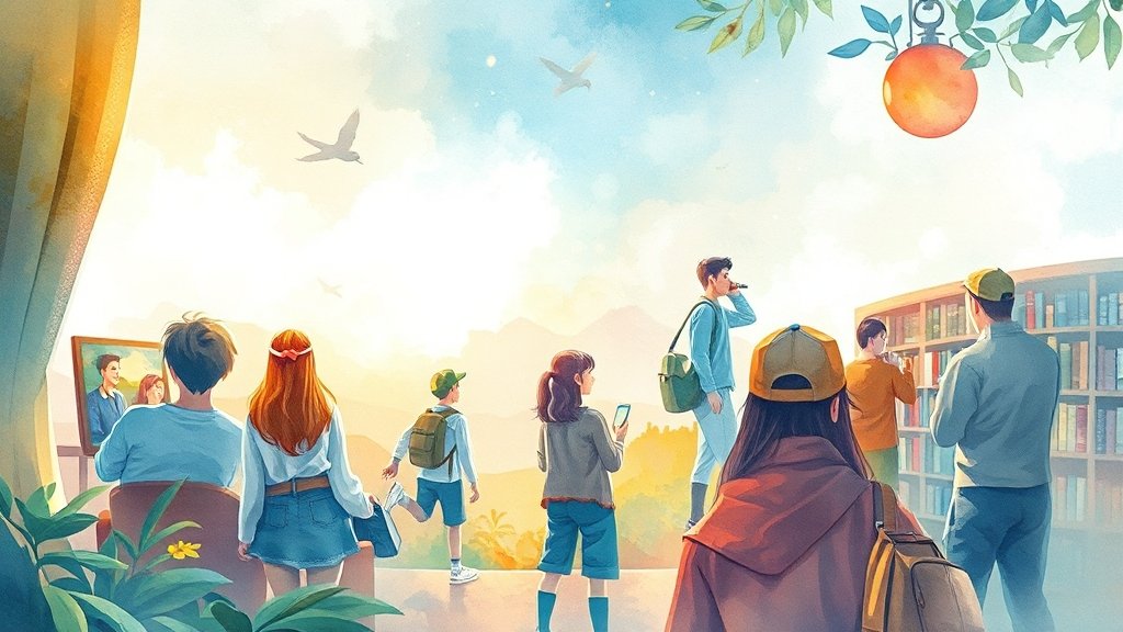 문화누리카드 주요 사용처 (watercolor 스타일)