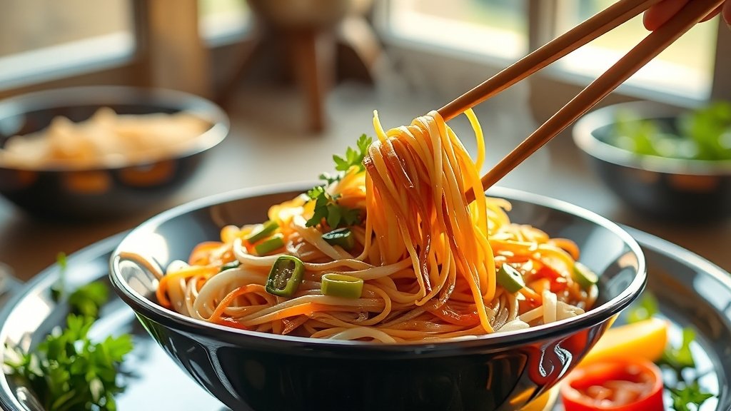 초보도 OK! 잡채 레시피 따라 하기 (realistic 스타일)