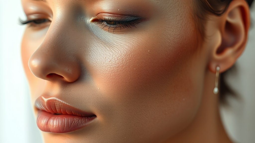 피부 타입별 로션 추천 (realistic 스타일)