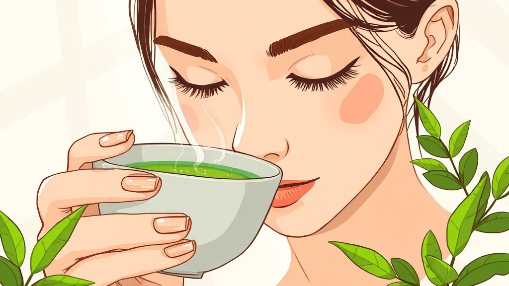 녹차 vs 말차 완벽 비교: 효능, 차이점, 맛있게 즐기는 법 & 주의사항 4 말차의 효능과 건강상 이점 (illustration 스타일)