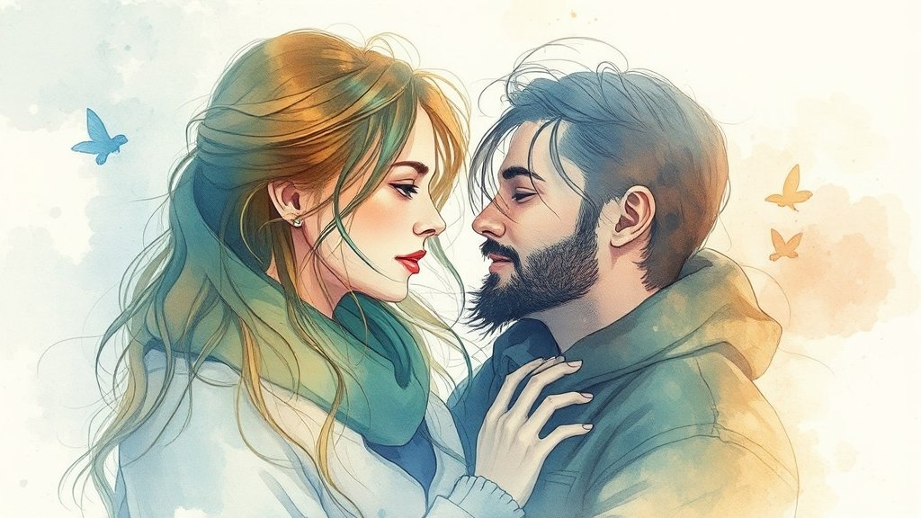 AB형 여자 B형 남자, 궁합 기본 이해 (watercolor 스타일)