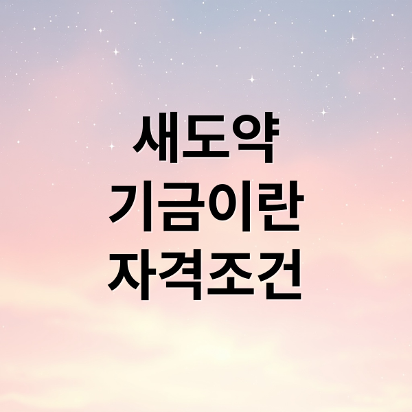 새도약기금 완벽 가이드: 지원 자격, 신청 방법, 혜택 총정리 (2025 최신)