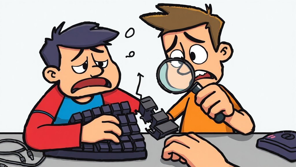 흔한 키보드 문제 원인 (cartoon 스타일)