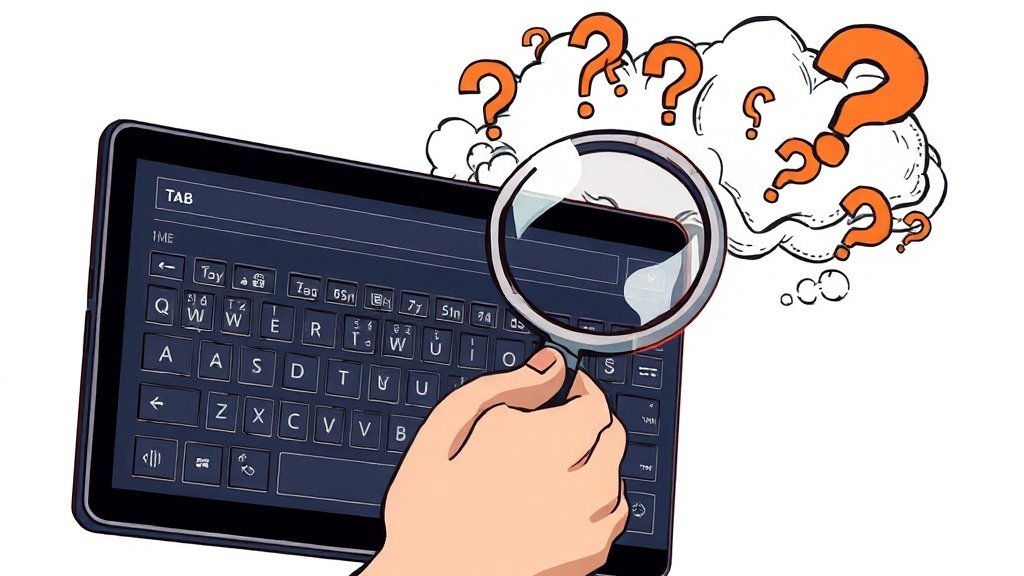 갤럭시탭 S7 키보드 문제 FAQ (illustration 스타일)