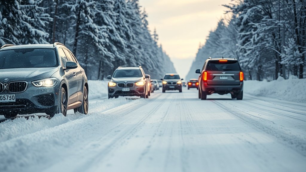 스노우 타이어, 안 끼면 법적으로 문제 될까? (realistic 스타일)