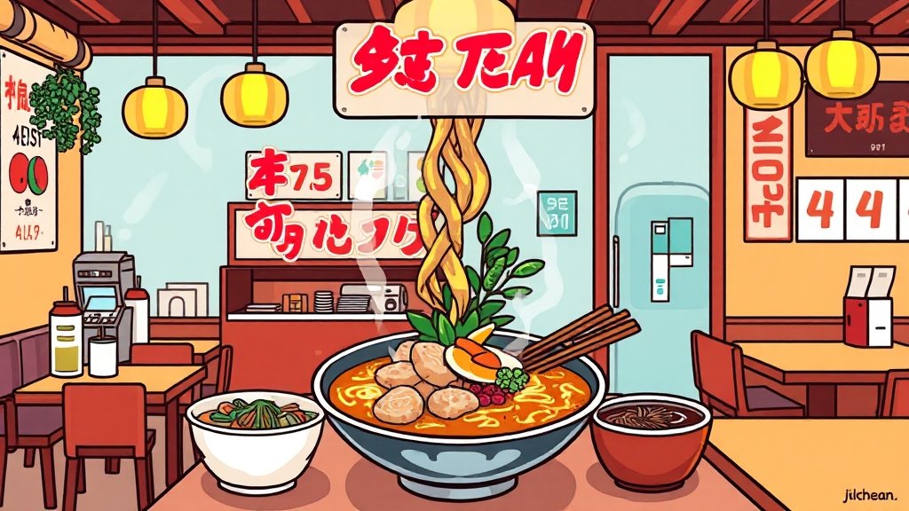 카레, 돈까스 & 라멘 조합 🍜🍛 (cartoon 스타일)