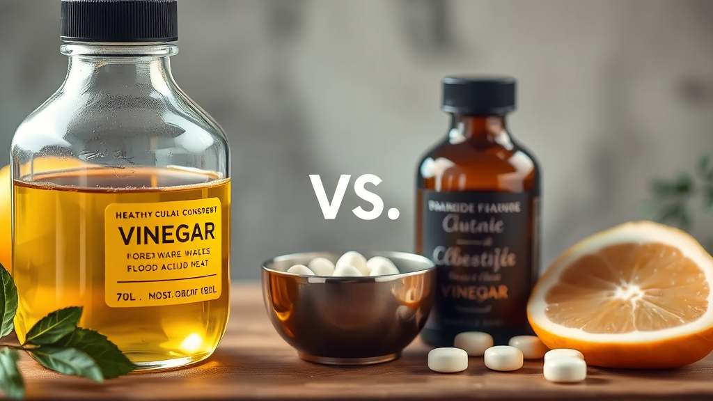 아세트산 섭취법: 액체 vs 알약? (realistic 스타일)