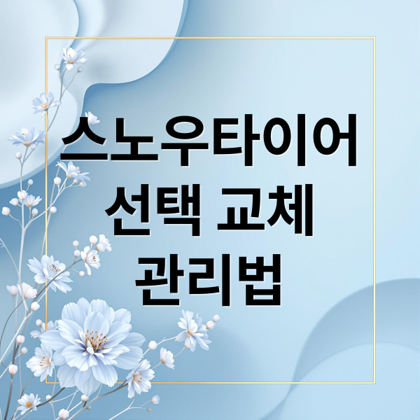 겨울철 안전운전 필수! 스노우 타이어 선택, 교체 시기, 관리법 A to Z