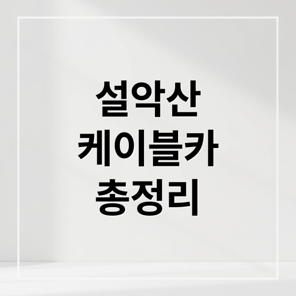 설악산 케이블카 완벽 가이드: 예약, 시간, 요금, 탑승 꿀팁 총정리
