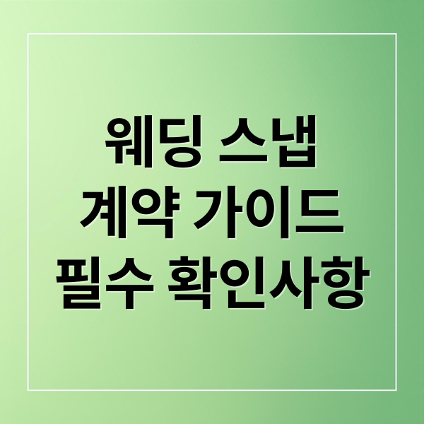 웨딩 스냅 계약 완벽 가이드: 필수 확인사항, 주의사항, 분쟁 해결까지