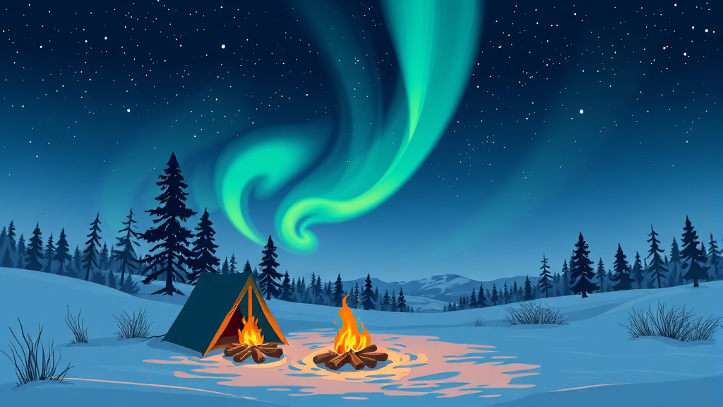 숨겨진 오로라 명당 꿀팁 (illustration 스타일)