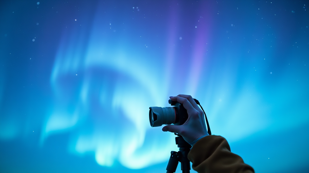 오로라 촬영 꿀팁: 장비 & 설정 (watercolor 스타일)