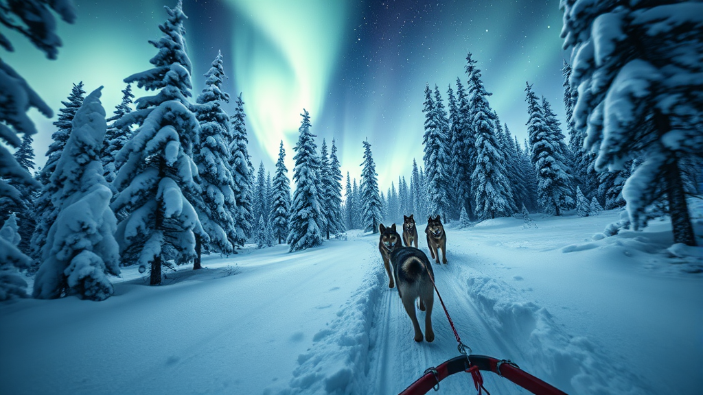 겨울 액티비티 & 오로라 여행 (realistic 스타일)