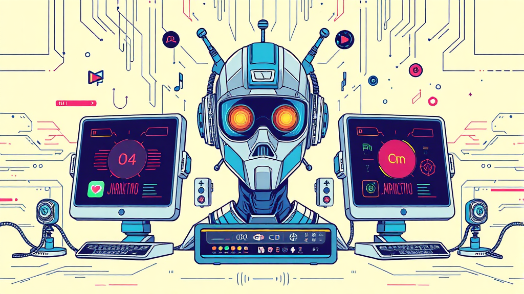 주요 기능 (카메라, AI, 멀티태스킹) (illustration 스타일)