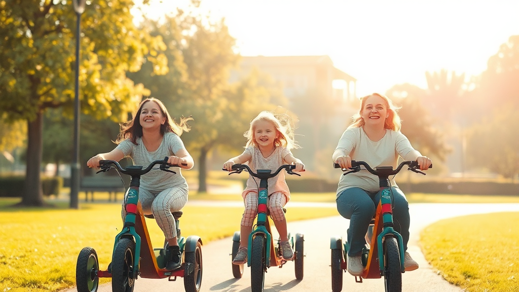 세발 전기자전거 활용 사례 (watercolor 스타일)