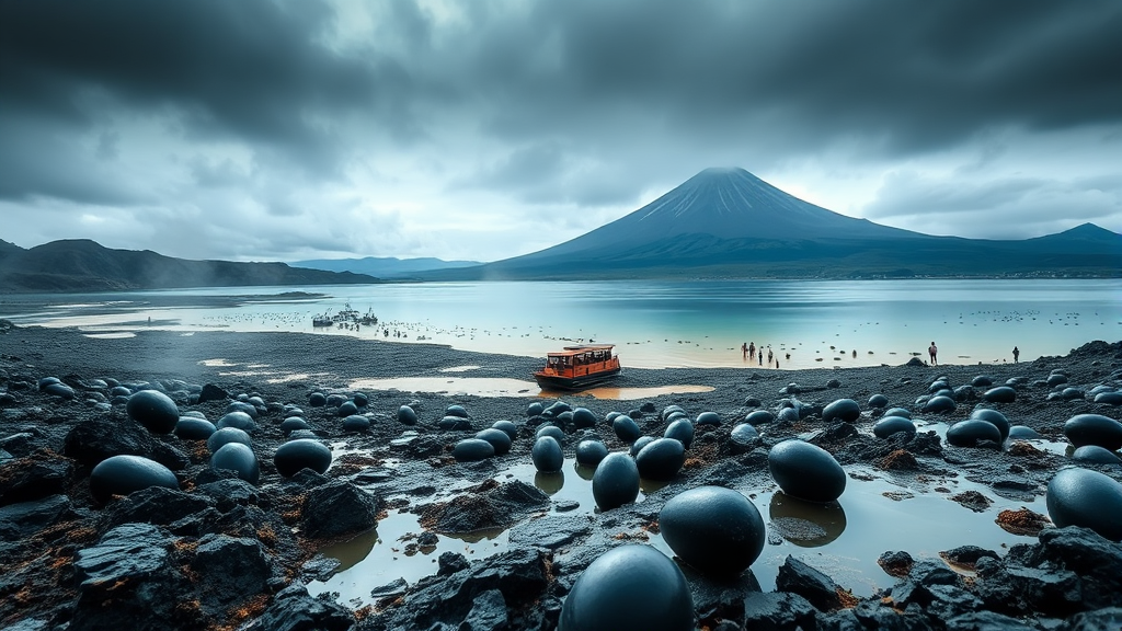 오와쿠다니 & 하코네 호수 (realistic 스타일)