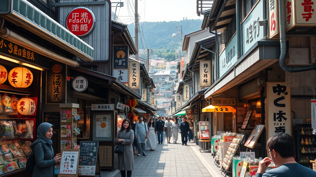 코마치도리 상점가 & 주변 관광 (realistic 스타일)