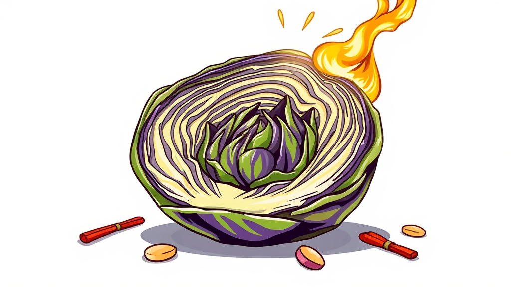 양배추 심지 활용법 (illustration 스타일)