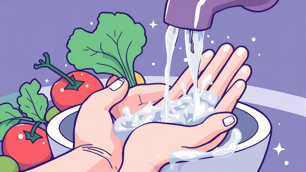 유기농 vs 일반 세척 차이 (illustration 스타일)