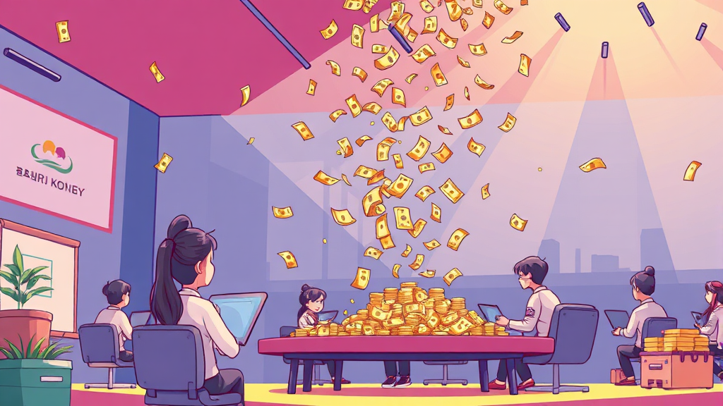 지원 금액 및 훈련장려금 정보 (cartoon 스타일)