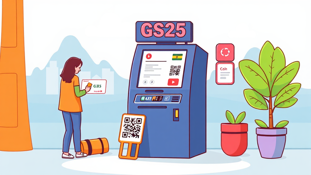 GS25 ATM 발급 절차 (cartoon 스타일)