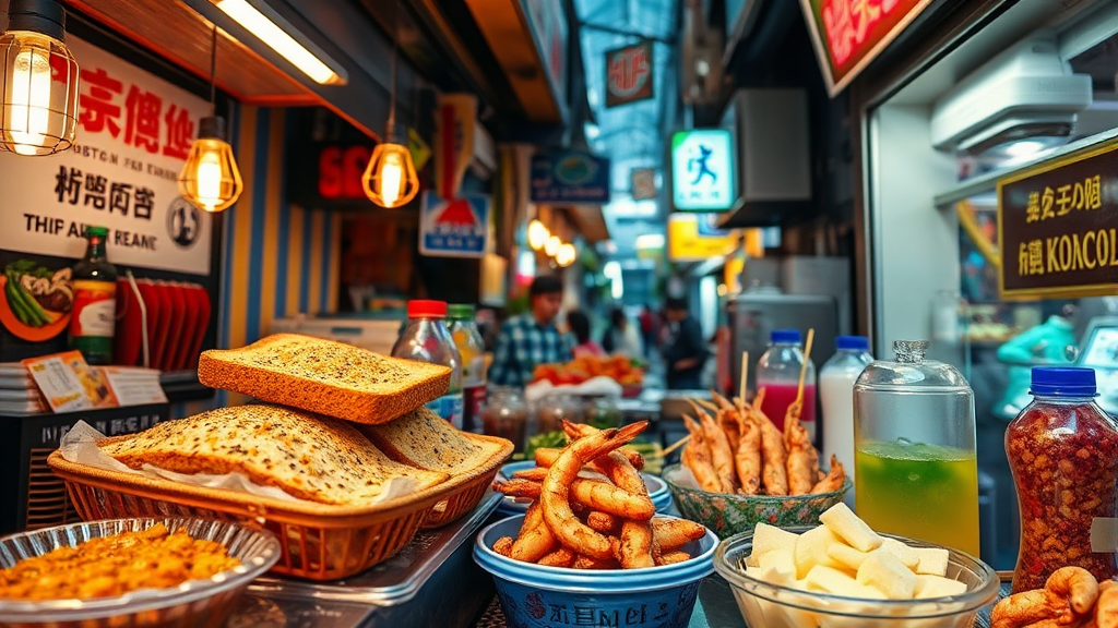 싱가포르 로컬 맛집 탐험 (realistic 스타일)