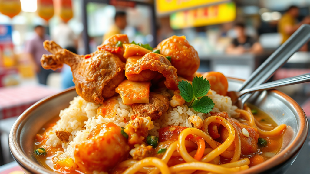 싱가포르 미식 경험 꿀팁 (realistic 스타일)