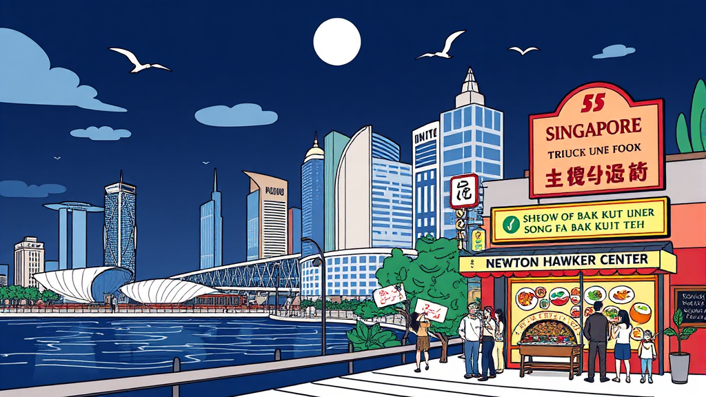 싱가포르 맛집 여행 코스 (illustration 스타일)