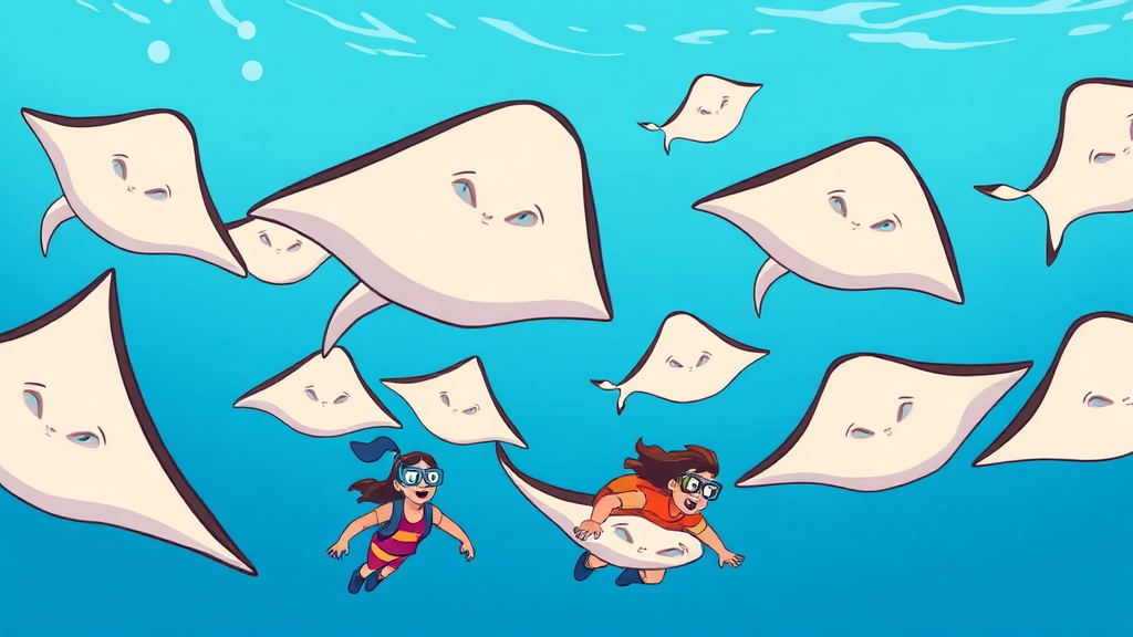 누사페니다 만타 가오리 스노클링 완벽 가이드: 투어, 스팟, 꿀팁 총정리 4 만타 가오리 스노클링 경험 (cartoon 스타일)