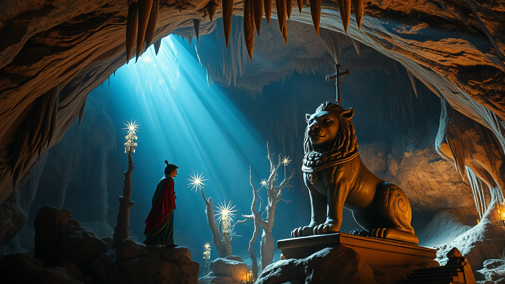 고수동굴 소개 및 특징 (realistic 스타일)