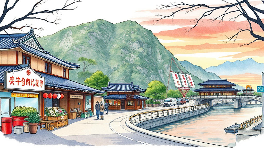 고수동굴 주변 관광지 추천 (illustration 스타일)