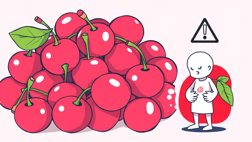 체리 섭취 시 주의사항 & 부작용 (illustration 스타일)